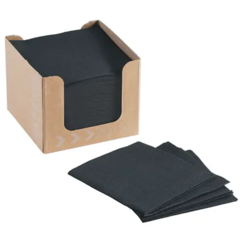 50 Serviettes &agrave; cocktail - 20 x 20 cm - Noir - Duni 