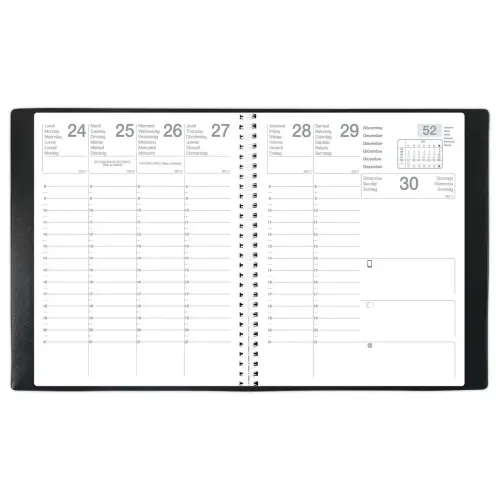 Agenda semainier Classique - 21x27cm - Reliure spirale - Noir - Janvier &agrave; d&eacute;cembre 