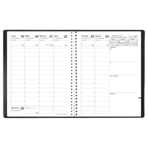 Agenda semainier Planning Président - 21 x 27cm - Noir - Septembre 2026 à septembre 2027 - Quo Vadis