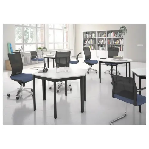 Table réunion ronde diam. 116cm blanc/blanc