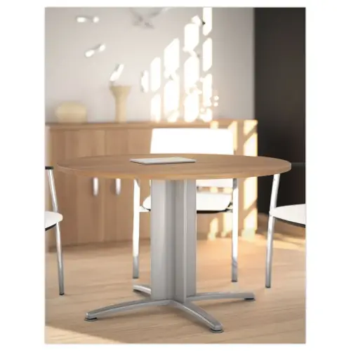 Table réunion ronde diam. 116cm blanc/blanc