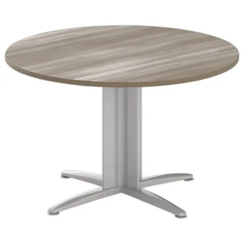 Table réunion ronde diam. 116cm noyer/aluminium