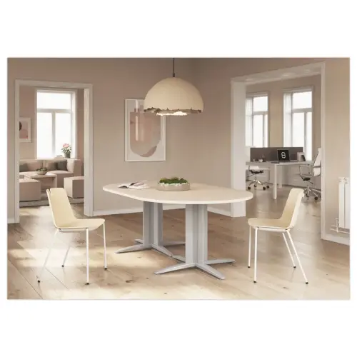 Table r&eacute;union ovale 200x120 blanc/blanc 