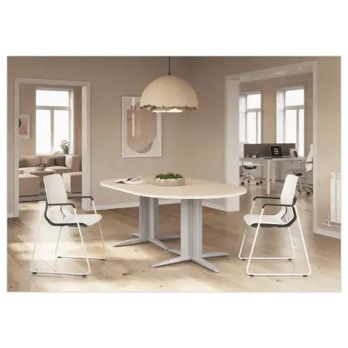 Table r&eacute;union ovale 200x120 blanc/blanc 