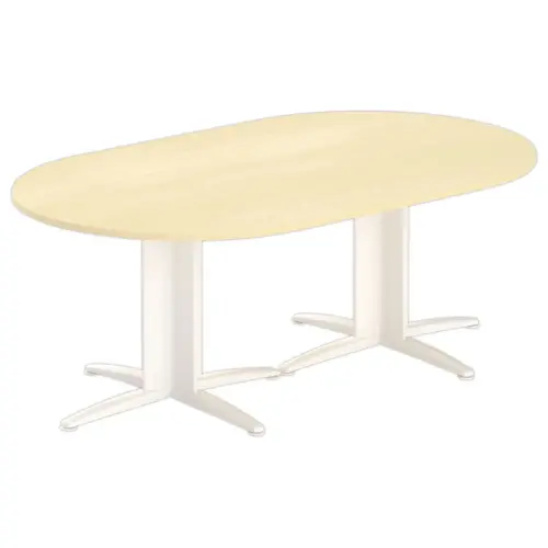 Table réunion ovale 200x120 hêtre/blanc