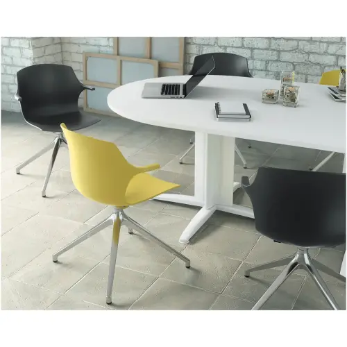 Table réunion ovale 200x120 hêtre/blanc