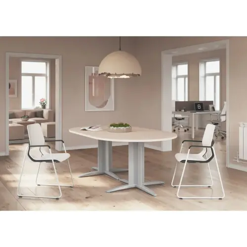 Table réunion ovale 200x120 hêtre/blanc