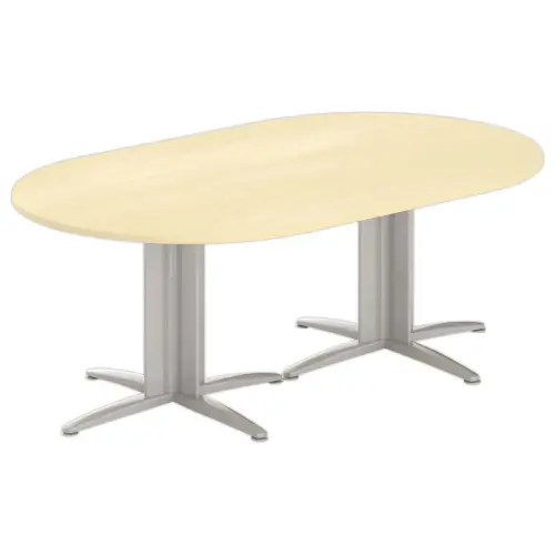 Table r&eacute;union ovale 200x120 h&ecirc;tre/aluminium 