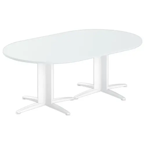 Table r&eacute;union ovale 200x120 gris/blanc 