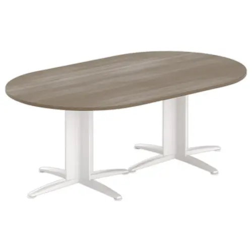 Table r&eacute;union ovale 200x120 noyer/blanc 