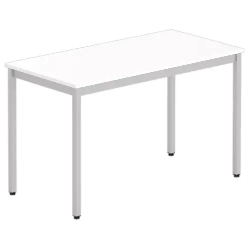 Table rectangulaire – 120 x 60 cm – Blanc et pieds aluminium