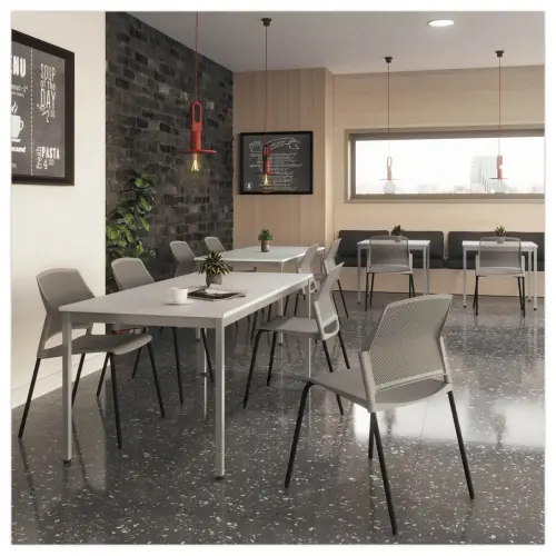Table polyvalente rectangulaire 140 x 70 blanc / aluminium 