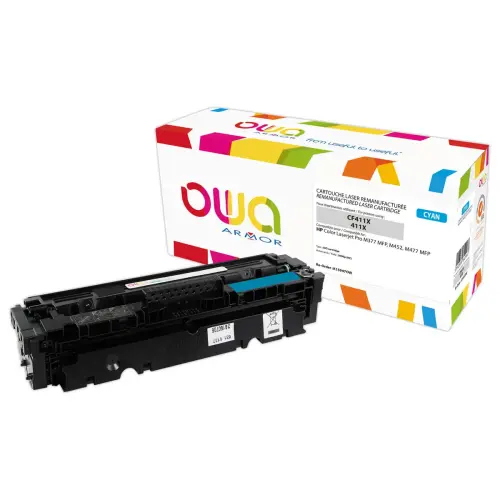 Toner &eacute;q. HP CF411X - Haute capacit&eacute; - Cyan - OWA 
