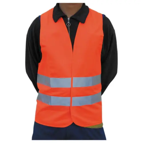 Gilet de sécurité orange fluo - 2 bandes rétrofléchissantes - Viso