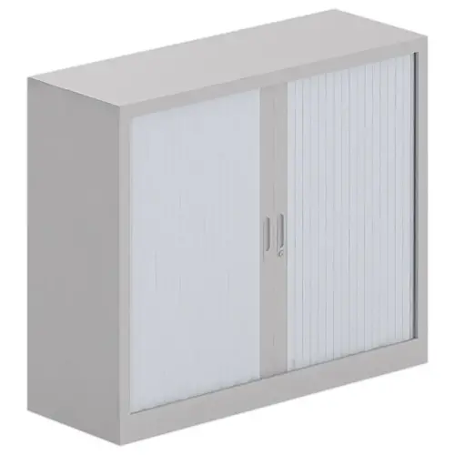 Armoire basse &agrave; rideaux m&eacute;talliques - 100 x 100 cm - Alu 
