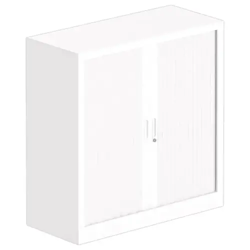Armoire basse à rideaux métalliques - 100 x 100 cm - Blanc