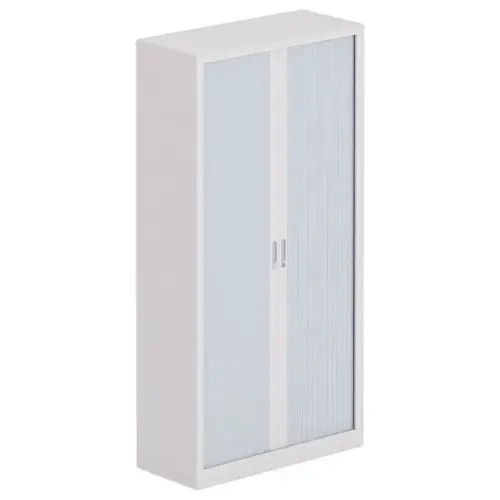 Armoire haute à rideaux métalliques - 198 x 100 cm - Gris clair