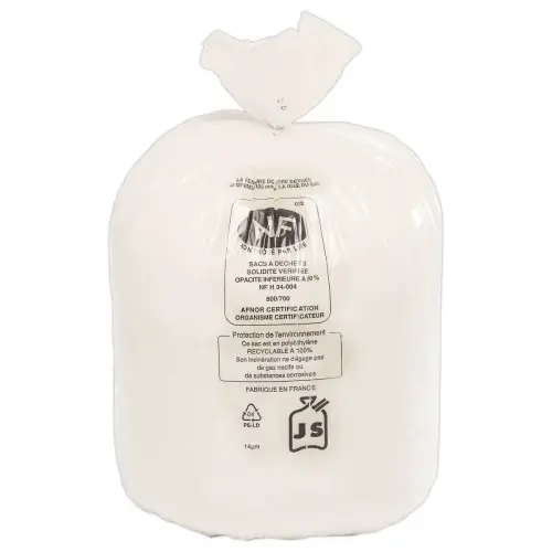 25 Sacs poubelle à liens traditionnels - Déchets courants - Blanc - 50 L