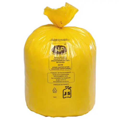 25 Sacs de d&eacute;chets NF jaunes - 50L 