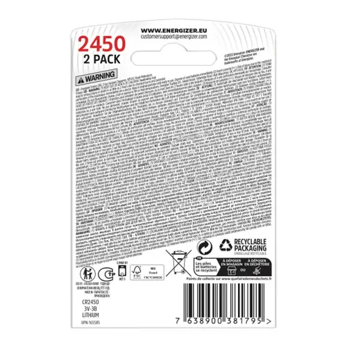 2 Piles lithium - CR2450 (3V) - ENERGIZER 