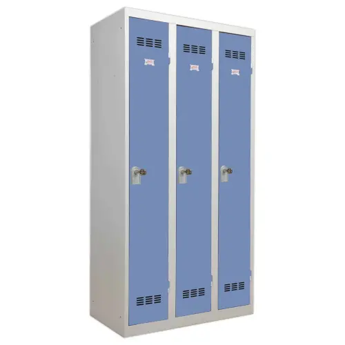 Vestiaire industrie propre 3 colonnes H.180 x L.90 cm Gris Bleu 