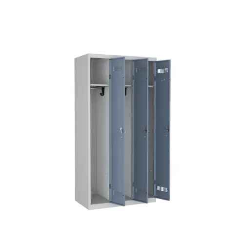 Vestiaire industrie propre 3 colonnes H.180 x L.90 cm Gris Bleu 