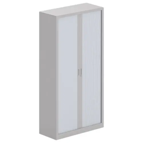 Armoire haute &agrave; rideaux m&eacute;talliques - Aluminium/Gris - 198x100 