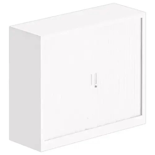 Armoire basse à rideaux - 100 x 120 cm - Blanc
