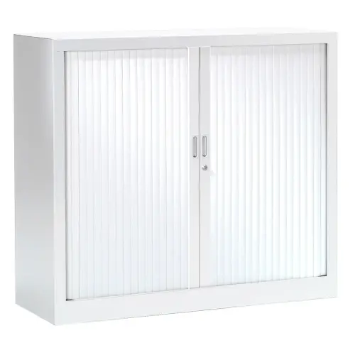 Armoire basse à rideaux - 100 x 120 cm - Blanc