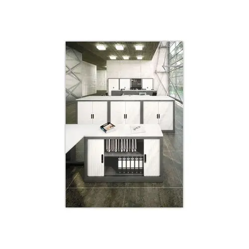 Armoire basse à rideaux métalliques - 100 x 100 cm - Alu / blanc