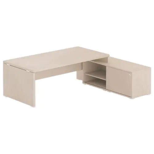 Bureau BOGOTA avec cr&eacute;dence &agrave; droite acacia 