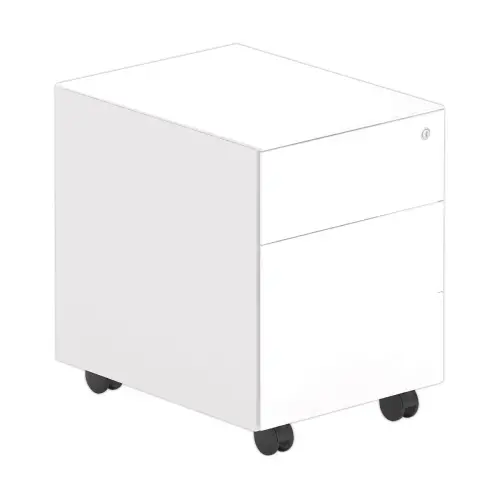 Caisson mobile métallique 2 tiroirs avec plumier - Blanc