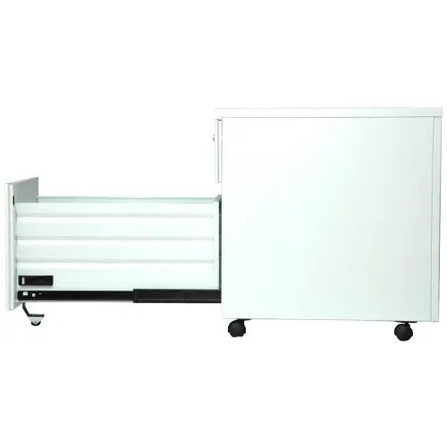 Caisson mobile métallique 2 tiroirs avec plumier - Blanc