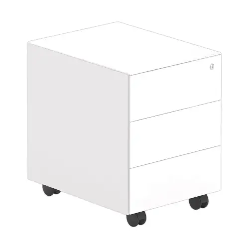 Caisson mobile en m&eacute;tal 3 tiroirs avec plumier - Blanc 