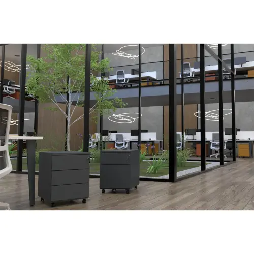 Caisson mobile en m&eacute;tal - 3 tiroirs - Anthracite 