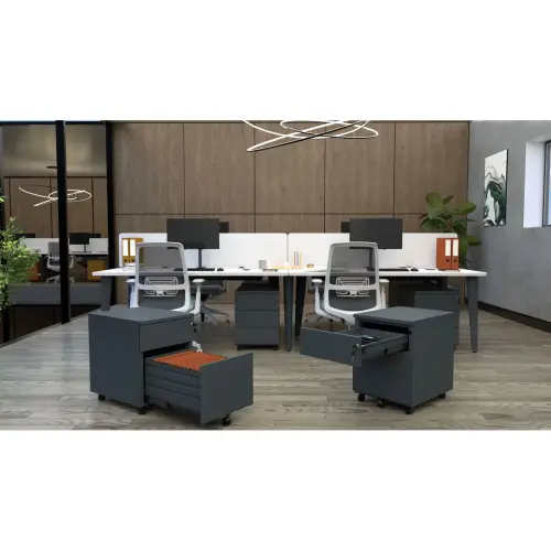 Caisson mobile en m&eacute;tal - 3 tiroirs - Anthracite 