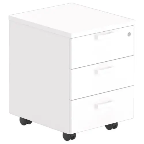 Caisson mobile mont&eacute; - M&eacute;lamin&eacute; blanc - 3 tiroirs 
