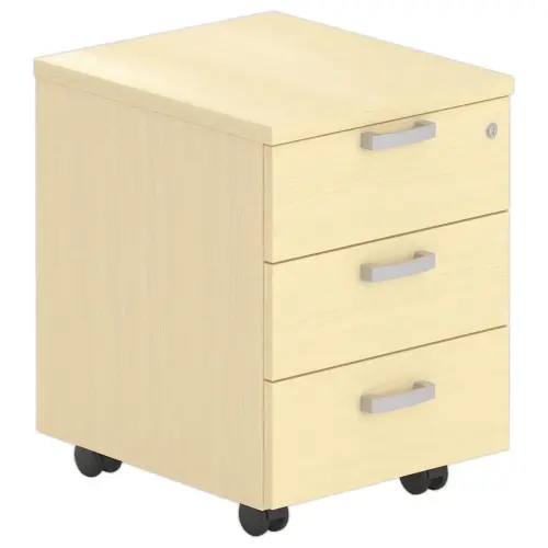Caisson mobile monté - Mélaminé hêtre - 3 tiroirs
