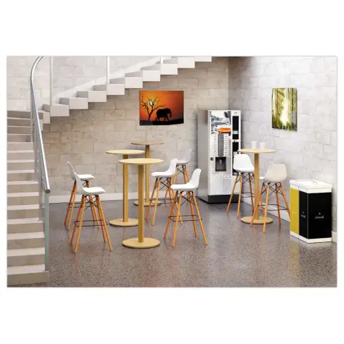 Table haute WOODY ronde 60 cm - Blanc montée