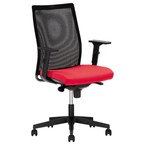 Siège Intrata synchrone - accotoirs assise rouge et dossier noir