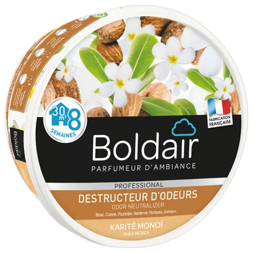 Gel solide destructeur d'odeur - Karit&eacute; mono&iuml; - 300 g - BOLDAIR 