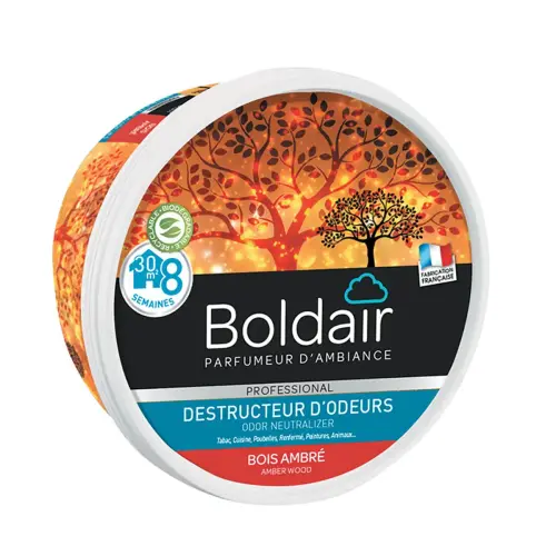 Gel solide destructeur d'odeur - Bois ambré - 300 g - BOLDAIR