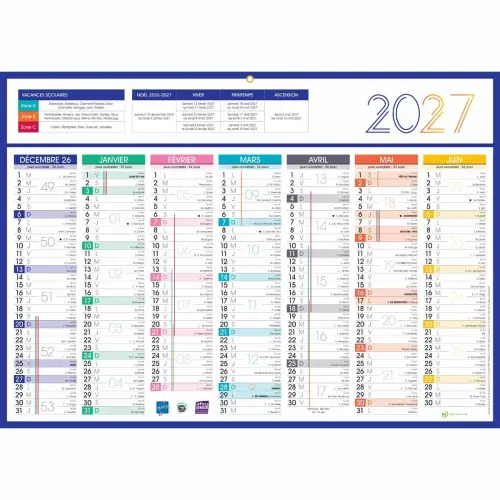 5 Calendriers de banque 14 mois - 54x38,5 cm