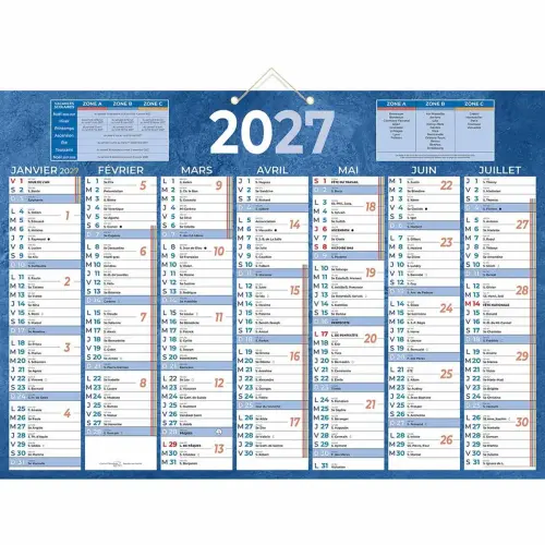 5 Calendriers banque Bleu 13 mois - 54x38,5 cm - BOUCHUT GRANDREMY 