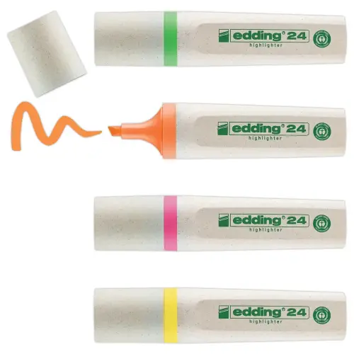 4 Surligneurs  pointe large - ECOLINE E24 - EDDING 