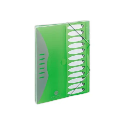 Trieur à soufflets en polypropylène - 12 positions - vert - FIDUCIAL