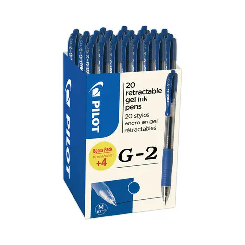 20 (16+4 offerts) Stylos bille gel rétractable PILOT G2 - bleu