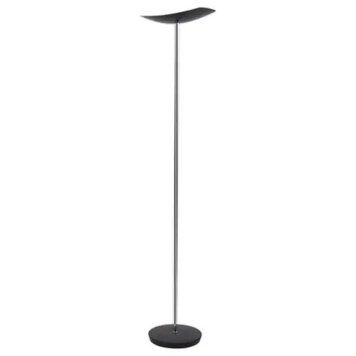 Lampadaire droit LED 30W chrom&eacute;, avec variateur noir 