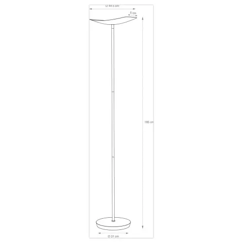 Lampadaire droit LED 30W chrom&eacute;, avec variateur noir 