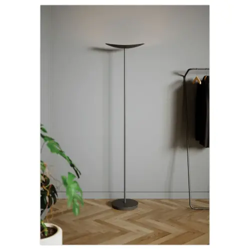 Lampadaire droit LED 30W chrom&eacute;, avec variateur noir 